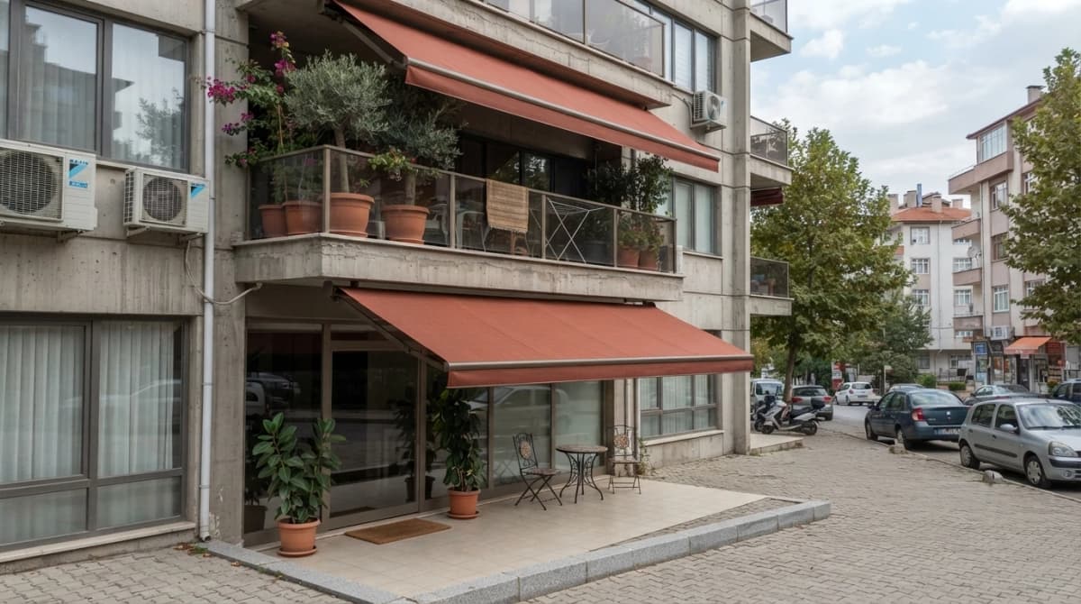 Mafsallı tentenin yaylı kol ve mafsal detayı