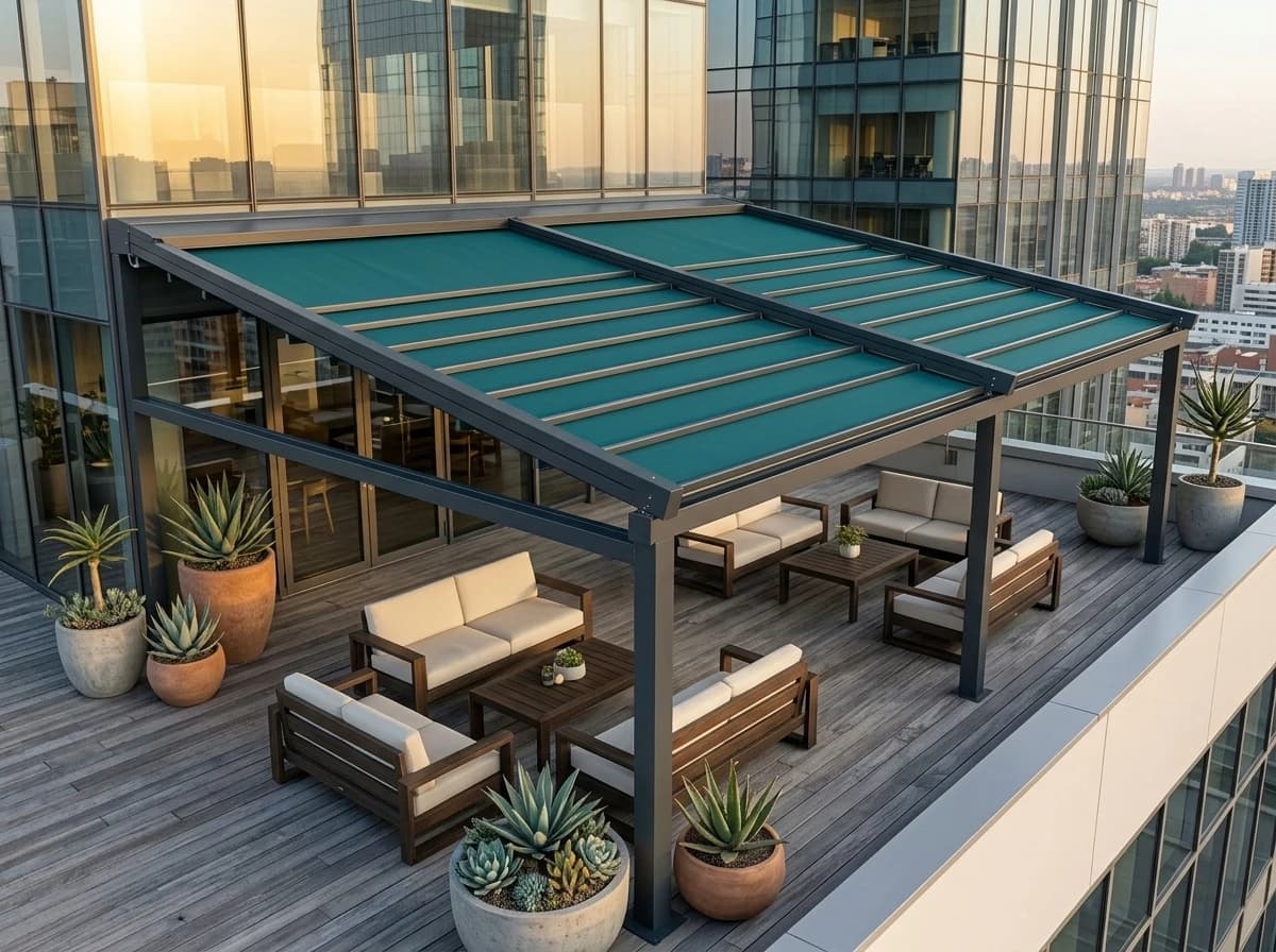 Otomatik pergola taşıyıcı profil ve motor detayı