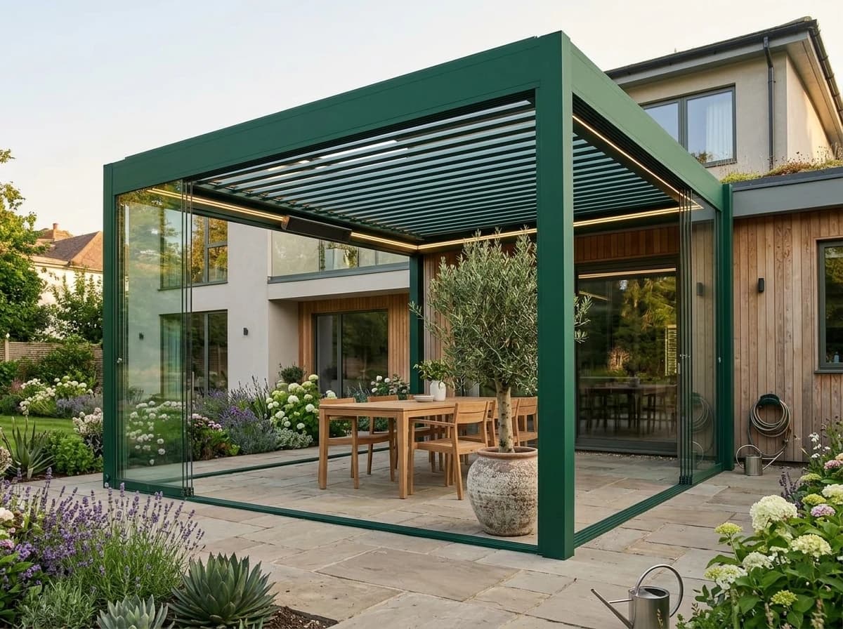 Rollingroof pergolanın ray ve membran gergi detayı